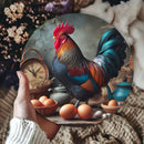 Chic Rooster 7.8" Round Aluminum Metal Sign - HD Waterproof \u0026 Rust-Proof Decor for Bedroom, Office, or Coffee Station