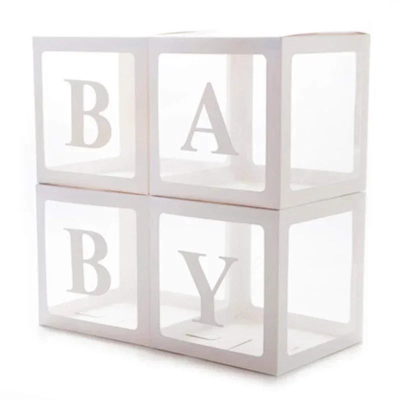 Transparent Letter 25/27cm Baby Shower Box Birthday Wedding 1st Birthday Party Decorations Custom Cube Balloon with Letter Box