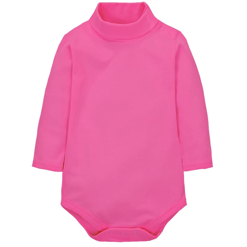 Baby Girls' Bodysuit Long Sleeve Triangle 100% Cotton Soft Comfortable Jumpsuit  Solid Color Fashion Simple High Collar 0-2 Yeas