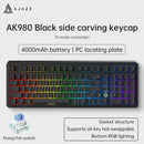 AJAZZ AK980 Mechanical Gaming keyboard, 2.9cm TFT Screen, Volume Knob, 98-Key Gasket Structure, RGB Lighting, Hot-Swappable PR4
