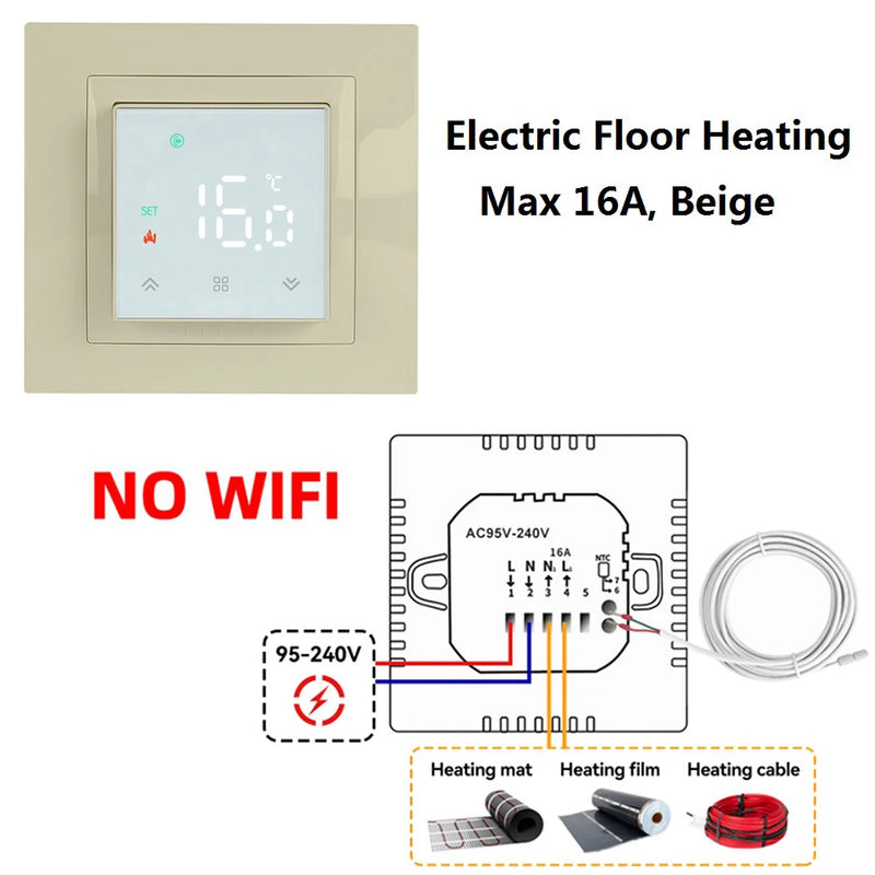 Smart WIFI MK08 Thermostat Remote Temperature Controller 3A 16A for Water/Electric Floor/Gas Boiler 1PC