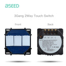 BSEED 1/2/3Gang Touch Switches 1/2/3Way Function Parts Type-c USB Wall French Sockets Crystal Glass Panels DIY Free Combination