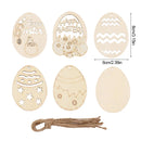 6/12Pcs Easter Egg Wooden Slice Kids DIY Painting Gift Hanging Pendant Unfinished Wood Crafts Happy Easter Party Home Decoration