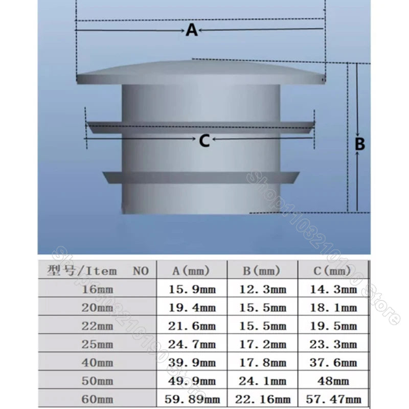 Stainless Steel Round Tube Pipe Plugs Blanking End Caps Cover Insert Bungs Furniture Accessories Diameter 16 20 22 25 40 50 60mm