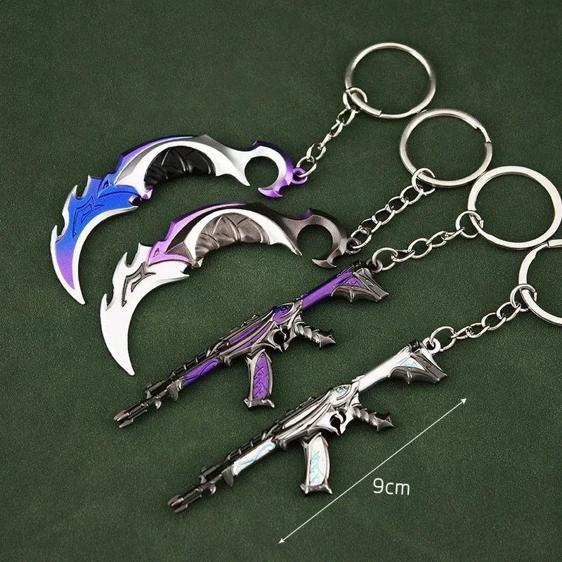 Valorant Weapon Keychain Reaver Karambit Vandal Prime Champions Skins Samurai Sword Pocketknife Weapon Model Gifts Toys for Boys