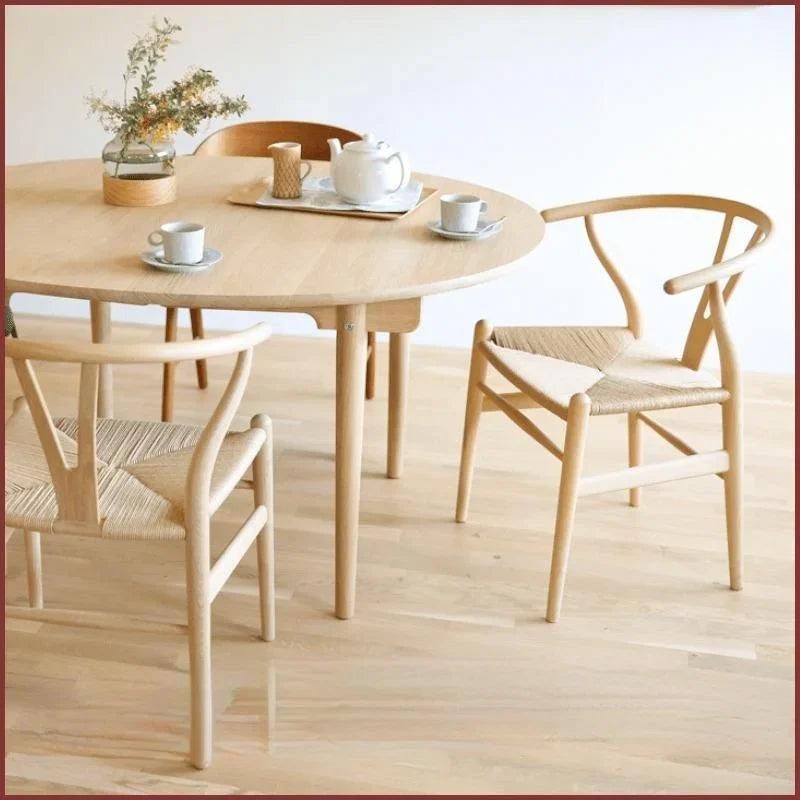 Chair Solid Wood Nordic Simple Modern Dining Chair Leisure Armback Domestic Wooden Chair Chinese Rattan Book Chair