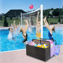 Outdoor Storage Solution with Convenient Mobility Poolside Float Storage Basket, PE Rattan Pool Caddy with Rolling Wheels