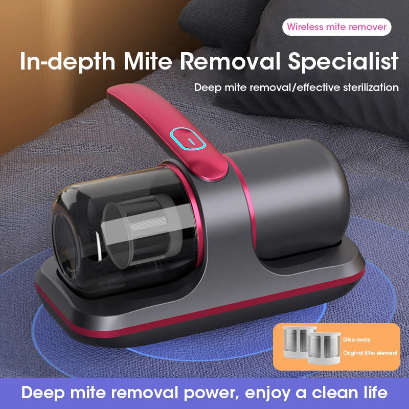 12KPa UV New Mattress Vacuum Mite Remover Dust Wireless Handheld Powerful Suction Vacuum Cleaner for Bed Pillow Clothes Sofa