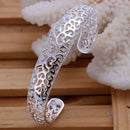925 Sterling Silver open bangle bracelet for women lady girl cute favorite gift retro charm exquisite circular fashion  jewelry