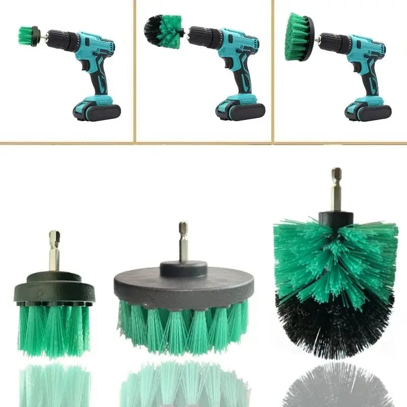 3pcs Drill Brush Attachment Set Power Scrubber Brush With Drill Scrub Brush For Cleaning Showers Tubs Bathroom Tile Grout Carpet