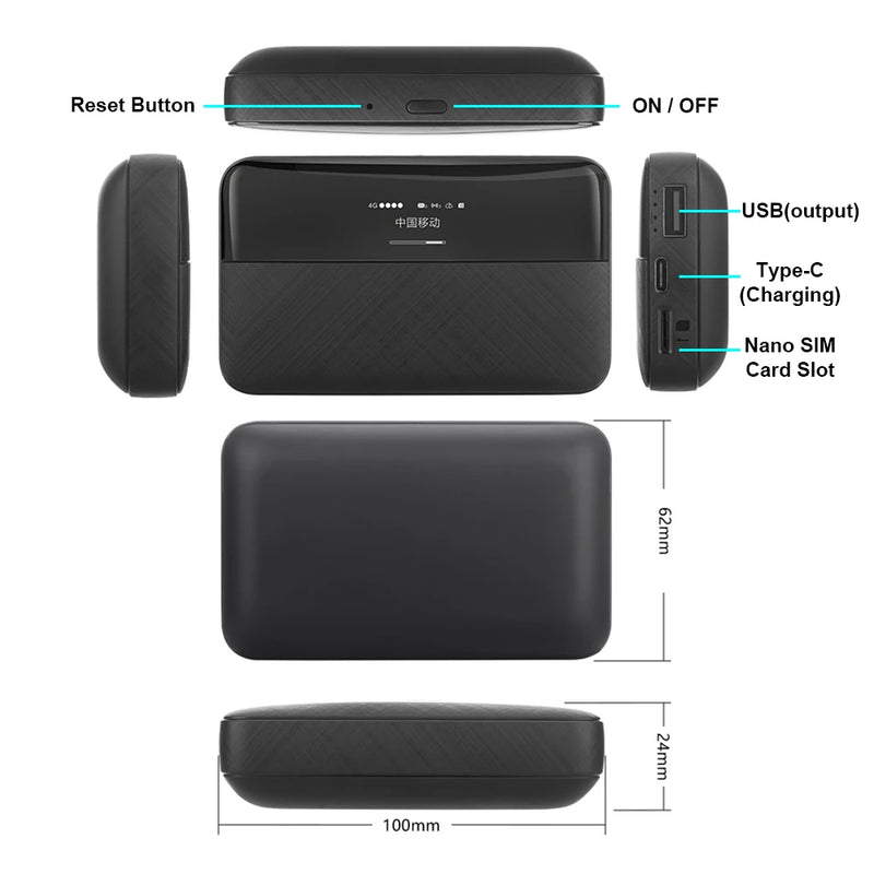 KuWfi 6000mAh Outdoor 4G LTE Router Protable Mobile 4G Network Wifi Hotspot 150Mbps Wireless Wifi Mini Router LCD Display