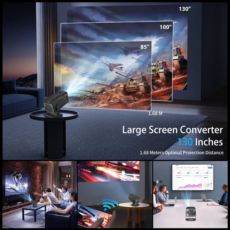 HY320 Mini Portable Projector 4K 1080P Native 1280*720P Android11 WIFI6 BT5.0 Auto Keystone Cinema Video Beam Projector HDMI