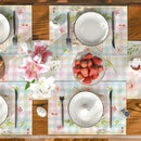 2024 Easter Rabbit Table Runner Linen Bunny Dining Table Cloth Placemat Spring Holiday Happy Easter Decoration for Home Kitchen