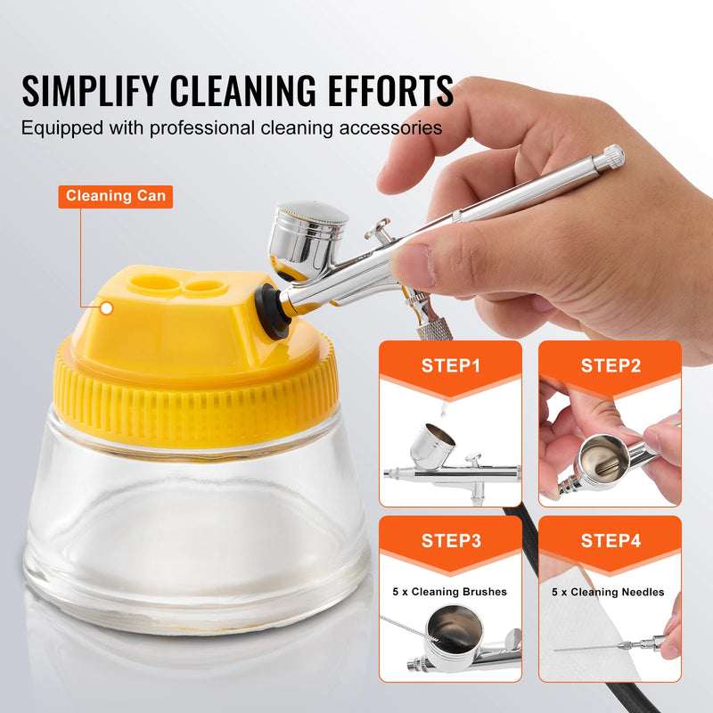 SucceBuy Airbrush Kit, Dual Fan Air Compressor Professional Airbrushing System Kit Airbrushes Mixing Wheel Cleaning Brush Set