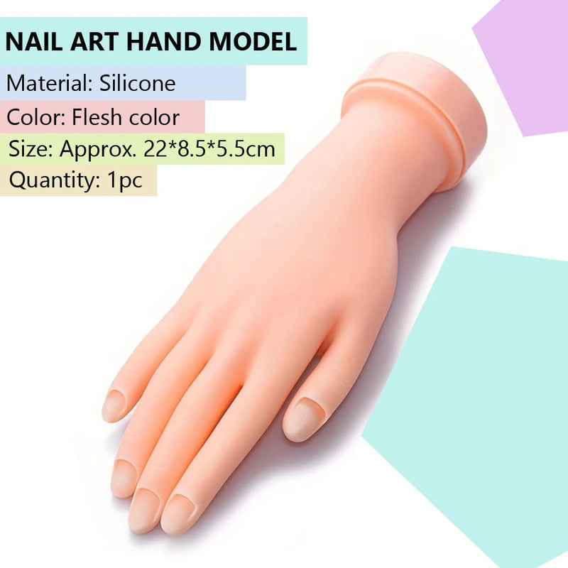 1Pcs Flexible Soft Plastic Flectional Mannequin Model Painting Practice Tool Nail Art Fake Hand for Training Nail Salon