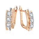 Kinel Luxury Three Big White Natural Zircon English Earrings For Women 585 Rose Gold Silver Color Mix Wedding Daily Fine Jewelry