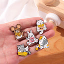 cat Rabbit and mouse animal Enamel Lapel Pin Cartoon Metal Brooch Jewelry For Women Men Hat Backpack Bags Badge Pins Kids Gifts