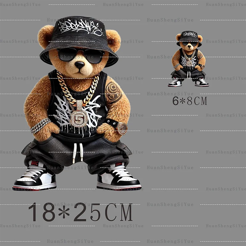 Playful Bear Ironed Sticker Clothes DTF Halloween Thanksgiving Fashion T-shirt Hoodie DIY Jacket Patch Heat Transfer Sticker