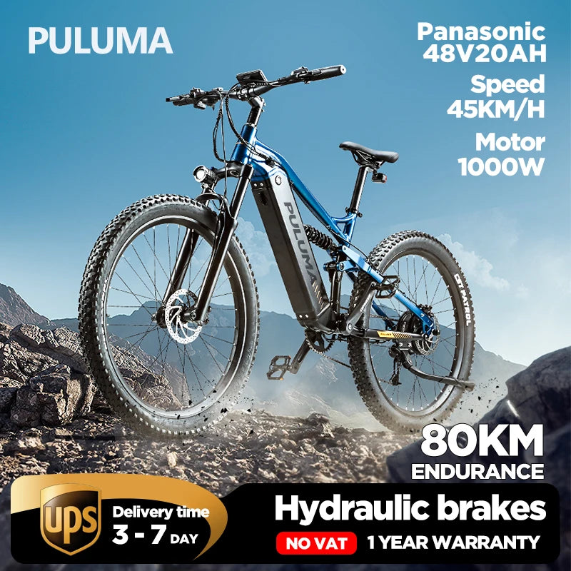 Puluma PU01 electric bicycle Panasonic battery 48V 20AH 1000W motor 27.5 inches 2.8 tires Ebike off-road electric mountain bike