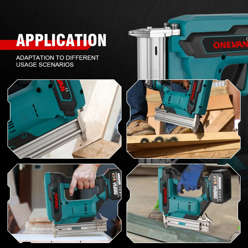 ONEVAN F30G 30MM Brushless Electric Nail Gun Cordless Stapler Nailer Lithium Battery Nailing Power Tool For Makita Battery Pin