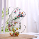 1pc 250ml 350ml Artificial Flower Pattern Heat Insulated Water Cup Double Walled Glass Coffee Mug Reusable Handwash Glassware