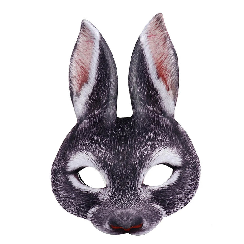 Half Face Rabbit Mask Adult Halloween Animal Head Masks Party Cosplay Mask Easter Carnival Masquerade Accessories Shooting Props