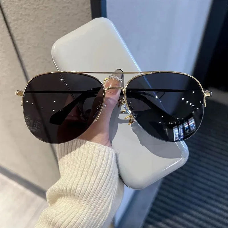 Fashion Gradient Sunglasses for Men Big Frame Pilot Sun Glasses Brand Design Anti-reflective Lunette De Soleil Homme UV400