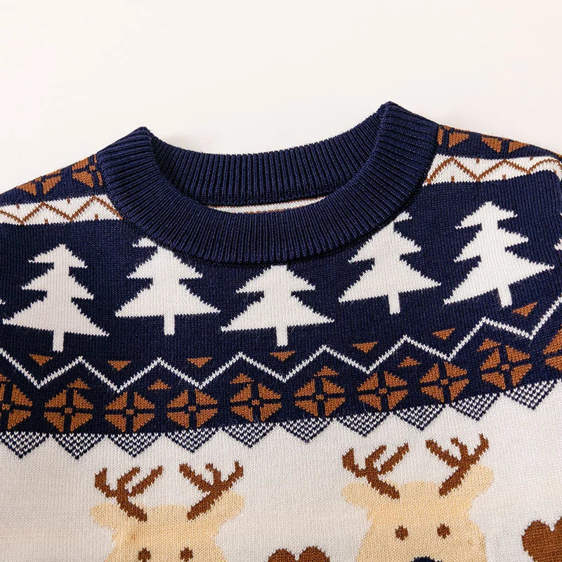 2024 Christmas Knit Sweater Boys Girls Party Pullover Cotton Clothes Kids Slouchy Soft  Autumn Winter Warm Knitwear 2-7 Years