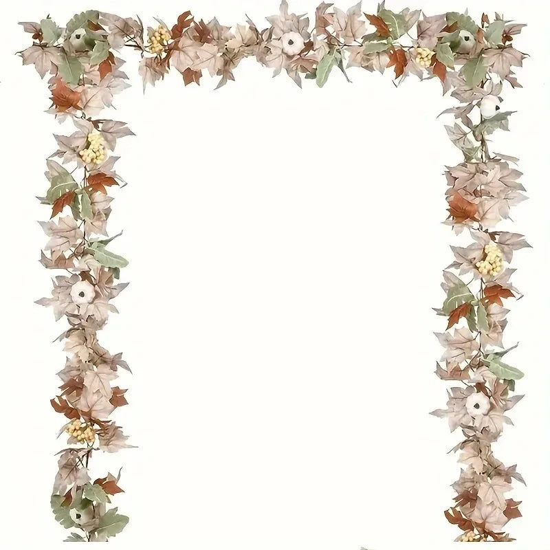 Artificial Maple Leaves Garland Pumpkin Fake Plants Autumn Fall Home Decoration Thanksgiving Halloween Christmas Wedding Decor