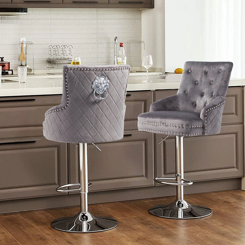 Modern Adjustable Swivel Bar Stools (Set of 2) Counter Height Chairs with Backrest & Footrest Perfect for Kitchen Dining Room