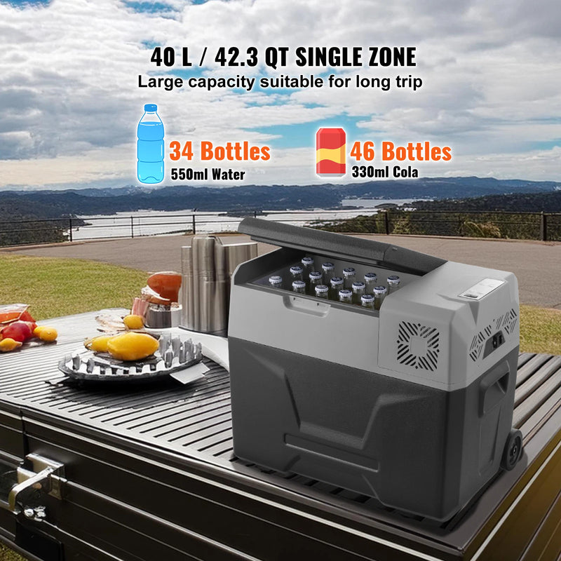 SucceBuy Car Refrigerator 12 Volt Car Refrigerator Fridge Single Zone Portable Freezer  and Handle -4℉-68℉ 12/24V DC and Cooler