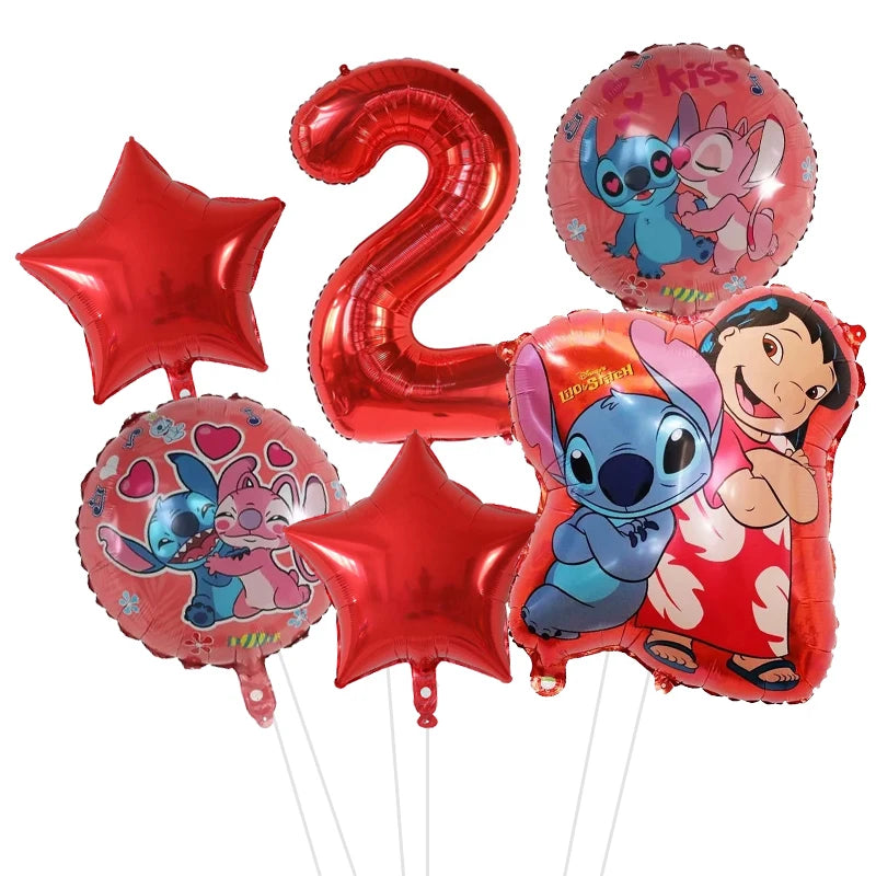 6pcs Disney Lilo & Stitch Party Balloons Stitch 32" Number Balloon set Baby Shower Birthday Party Decorations Kids Toy Gifts