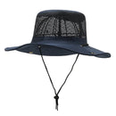 Men Women Summer Wide Brim Outdoor Sport UV Sunscreen Cowboy Fisherman Hat Foldable Big Breathable Mesh Fishing Sun Cap A5