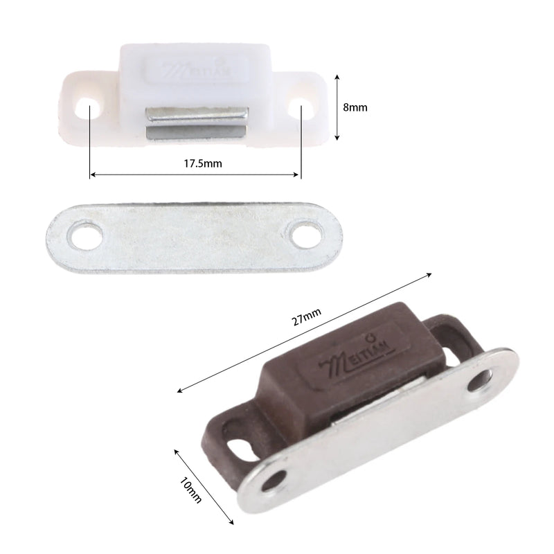 5 Pcs 27*10mm Magnetic Door Catches Kitchen Cupboard Wardrobe Cabinet Latch Catch with Screws Furniture Hardware White/Brown