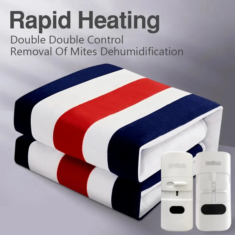 Electric Blanket 220V EU /110V US Plug Striped Printing Winter Insulation Heating Electric Blanket Temperature Control