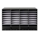 Adjustable Literature Organizer, 32 Compartment with 2 Drawers, Black, Durable, Removable Shelves Stackable Home, Office