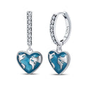 New 925 Silver Color Earrings Butterfly Firefly Ladybird Cactus Chameleon Star Double Hoop Earrings Fashion Party Unique Jewelry