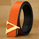 2024 New Temperament Business Men's Belt Letter Metal Button Head Versatile Decorative Jeans Dress Business Men's Belt