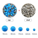 100sets Dome Cap Rivets 14 Colors Metal Studs Round Rivet for Leather Craft Bag Belt Clothing Garment Shoes Collar Parts