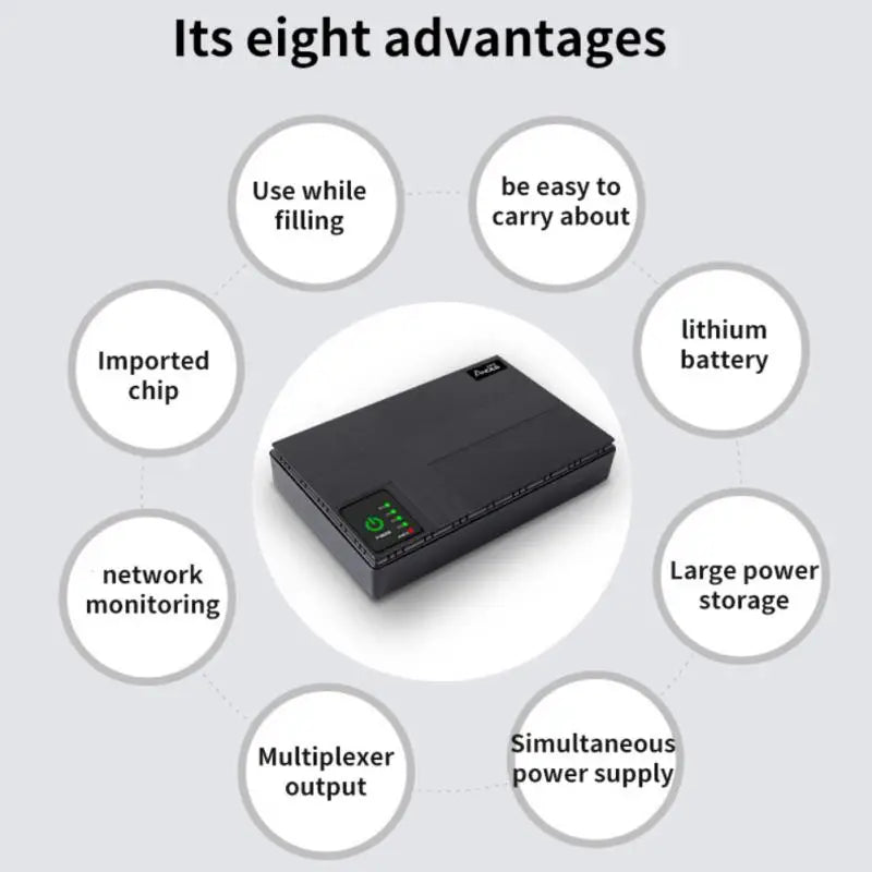 36W 10400mAh Mini Portable EU Route UPS 5V-24V Uninterruptible Power Supply For WiFi Router Large Capacity Standby Power Adapter