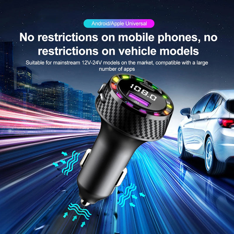 Bluetooth 5.3 FM Transmitter PD30W Car Wireless USB Fast Charger Auto Aux Radio Mp3 Player Music Hands Free Car Kit