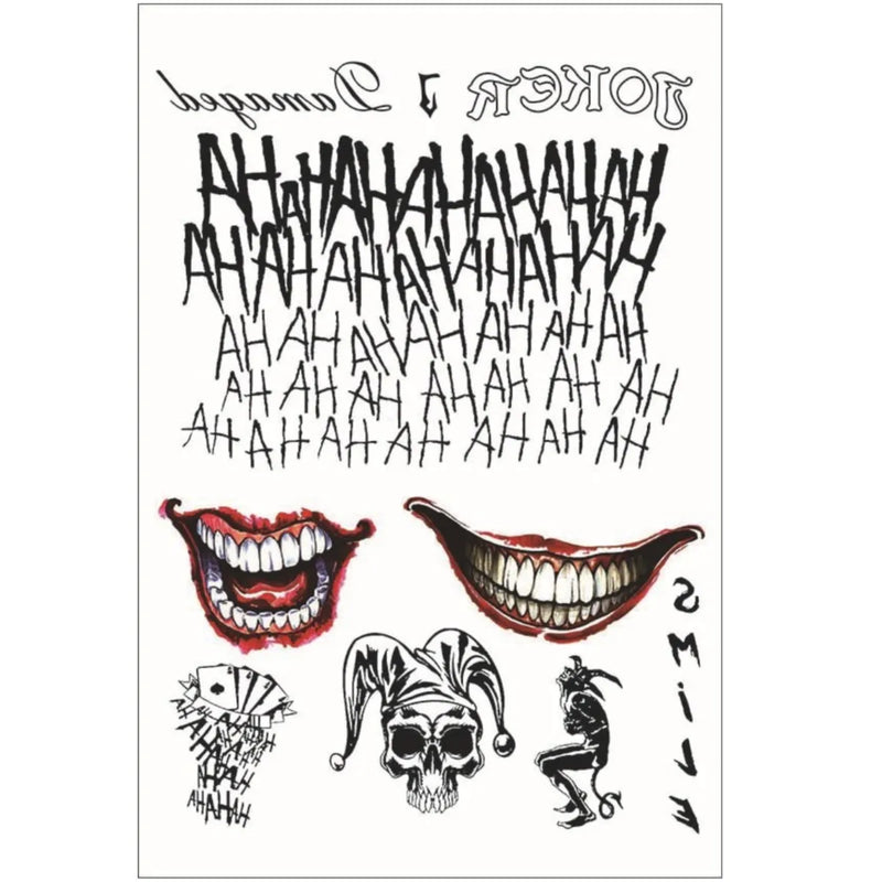 Halloween Tattoos Stickers Horror Makeup Joker Smile Stickers For Halloween Decoration Haunted House Cosplay Props Costume