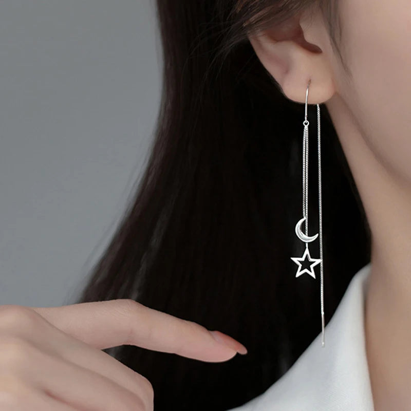 New Fashion korean earrings for Women luxurious Chain Tassel Drop Earrings Retro Silver Color Hanging earrings 2022 trend Jewelr