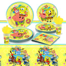 Cartoon Yellow Sponge-Bob Theme Party Supplies Disposable Tableware Plate Cup Tablecloths Balloons For Kids Birthday Baby Shower