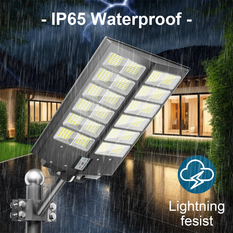 4200W Solar Street Lights Outdoor - 4500K Solar Lights Outdoor Waterproof Dusk to Dawn, Commercial Solar Parking Lot Lights with