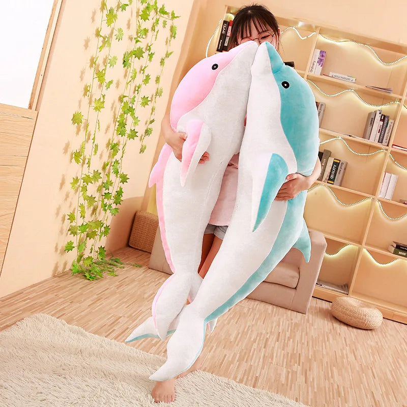 Large Plush Dolphin Toys Stuffed Sea Animal Cute Girls Dolls Baby Sleeping Pillow Christmas Birthday Halloween Gift For Children