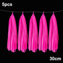 Glow Neon Party Supplies Neon Paper Garland Tassels Triangle Flags Bunting Birthday Party Wedding Black Light Reactive UV Decor