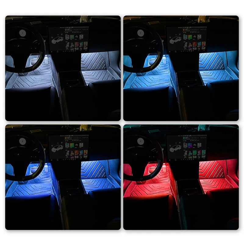 LED Car Interior Ambient Foot Light with USB Backlight Lighting 5V Auto Decorative Atmosphere Neon Lamp Vehicle Accessories