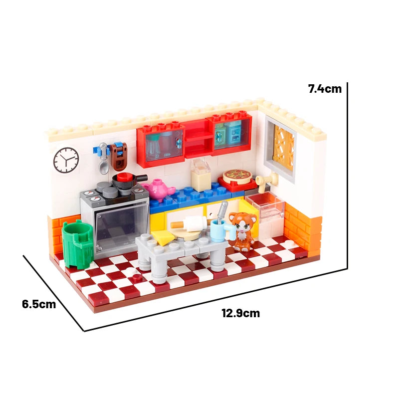 MOC City Series Building Blocks Figure Furniture House Kitchen Medieval Accessories DIY Bricks Set Christmas Toys for Kid Gifts