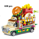 Mini Parts City Outing Bus Compatible Friends Camper Van Camping Car Princess Model Building Blocks Sets Bricks Toys For Girls